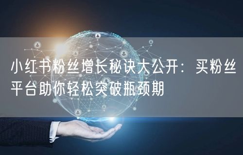 小红书粉丝增长秘诀大公开：买粉丝平台助你轻松突破瓶颈期