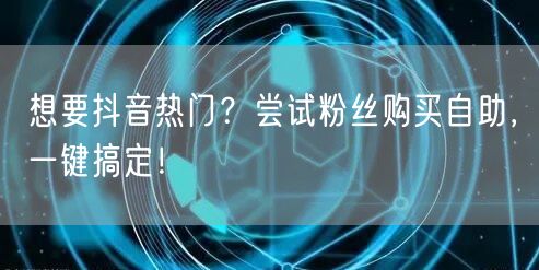 想要抖音热门？尝试粉丝购买自助，一键搞定！