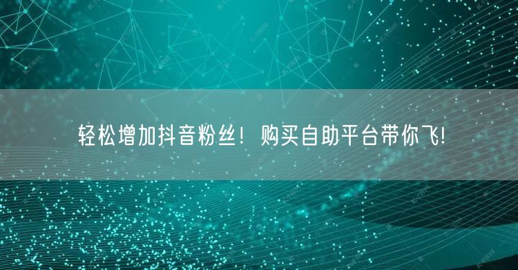轻松增加抖音粉丝！购买自助平台带你飞!