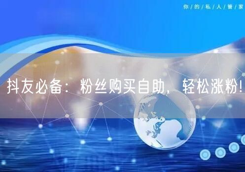 抖友必备：粉丝购买自助，轻松涨粉!