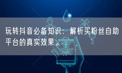 玩转抖音必备知识：解析买粉丝自助平台的真实效果。