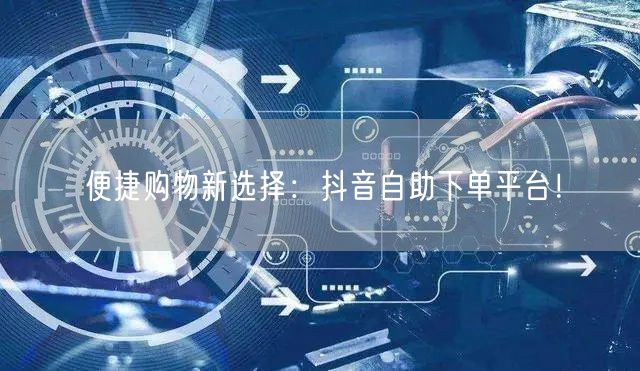 便捷购物新选择：抖音自助下单平台！