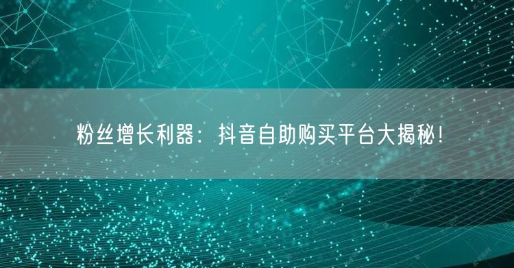 粉丝增长利器：抖音自助购买平台大揭秘！