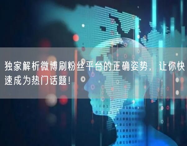 独家解析微博刷粉丝平台的正确姿势，让你快速成为热门话题！