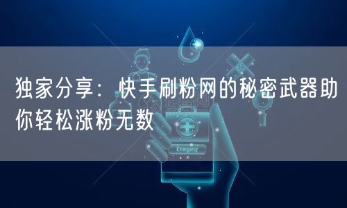 独家分享：快手刷粉网的秘密武器助你轻松涨粉无数