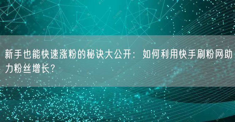 新手也能快速涨粉的秘诀大公开：如何利用快手刷粉网助力粉丝增长？