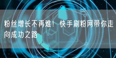 粉丝增长不再难！快手刷粉网带你走向成功之路