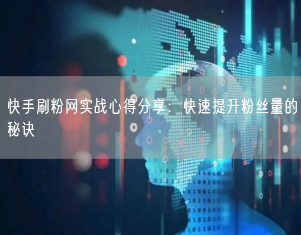 快手刷粉网实战心得分享：快速提升粉丝量的秘诀