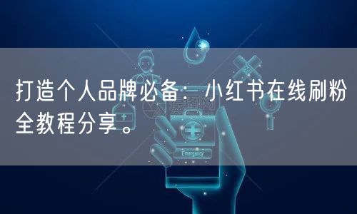 打造个人品牌必备：小红书在线刷粉全教程分享。