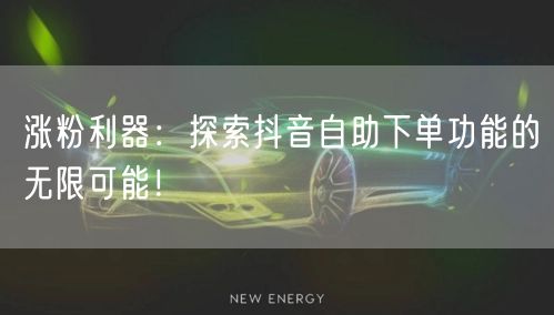 涨粉利器：探索抖音自助下单功能的无限可能！