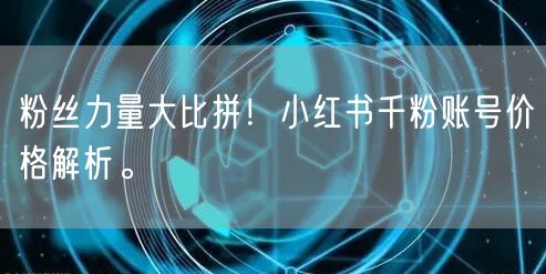 粉丝力量大比拼!小红书千粉账号价格解析。