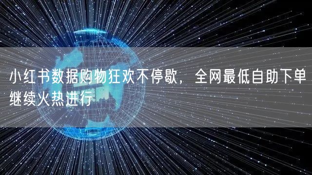 小红书数据购物狂欢不停歇，全网最低自助下单继续火热进行